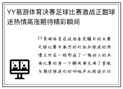 YY易游体育决赛足球比赛激战正酣球迷热情高涨期待精彩瞬间